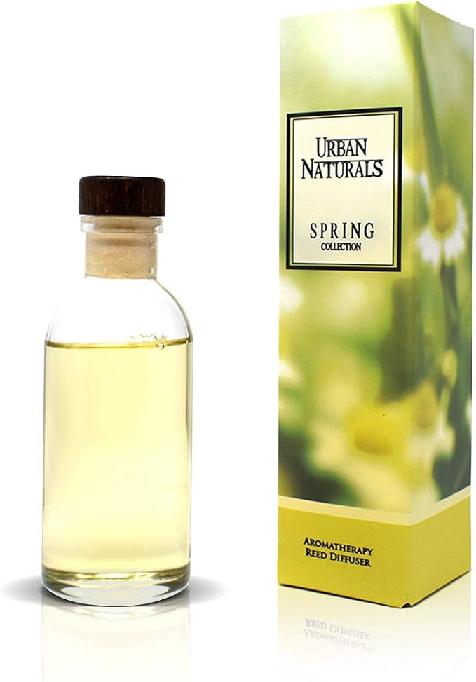 Urban Naturals Spring Clean Reed Diffuser Oil Set | Fresh, Crisp Fragrance of Lemon, Leafy Greens & Lavender | Essential Oil Room Scent Infuser with Reed Sticks | Made in the USA