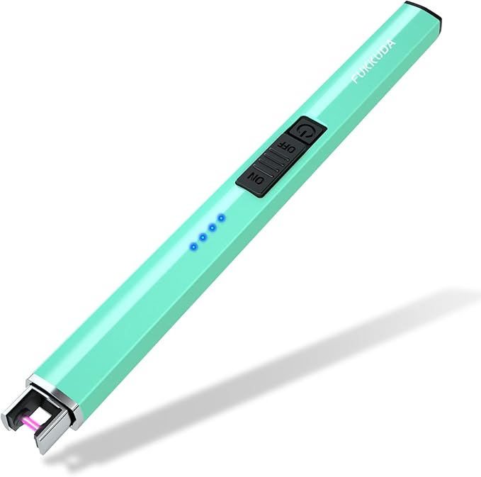 FUKKUDA Electric Candle Lighter with Safety Switch - USB Rechargeable Windproof & Flameless Plasma Arc Lighter for Easter Basket Stuffers (Tiffany Blue)