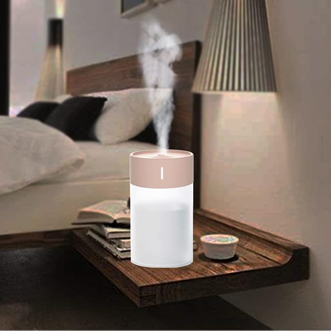 Mini Humidifier, USB Power Supply, Suitable for Study Room, Bedroom, Baby Room, Office, Car, With 7 Color LED, Air Humidifier, Can Be Used for Facial Moisturizing (Pink)