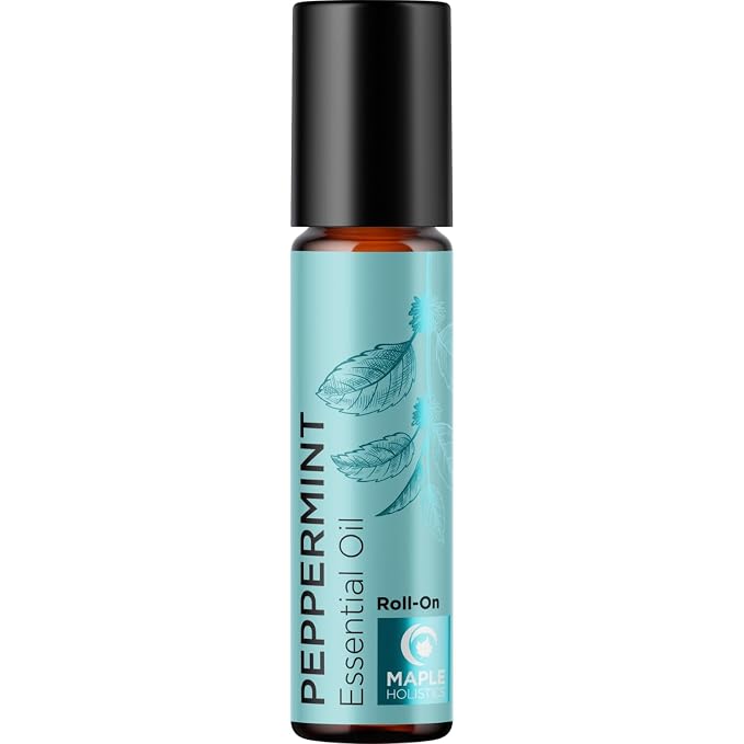 Peppermint Oil Roll on - Pure Peppermint Rollerball Essential Oil Aromatherapy Stick for Headaches - Natural Travel Essential and Pregnancy Must Have for Headaches Energy & Focus Support (1 Pack)