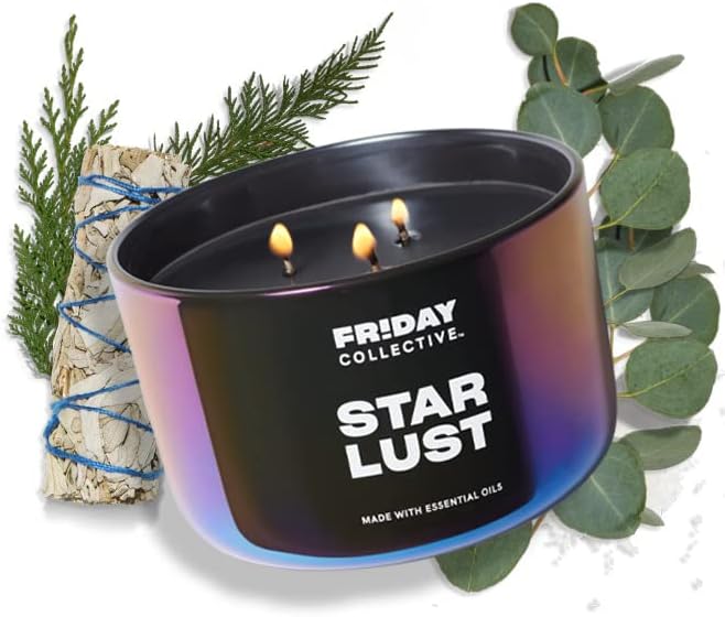 Friday Collective Star Lust Candle Fresh & Clean Scented Made with Essential Oils 3 Wicks 13.5 oz