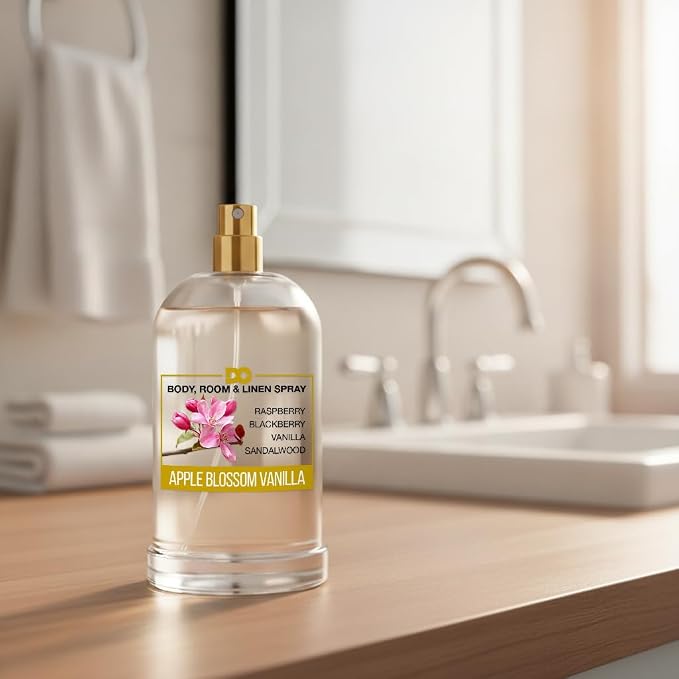 Daniella's Candles Apple Blossom Vanilla Perfume Body Room and Linen Spray, Natural Body Mist & Room Spray - 100ml/3.4oz