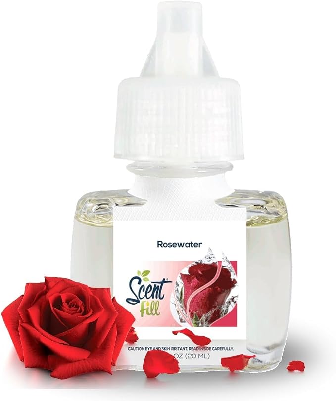 Scent Fill Rosewater Plug in Air Freshener, Scented Oil Refills, 2 Plug in Refills & Diffuser - Air Fresheners for Home, Bathroom, Kitchen, & More - Room Fresheners