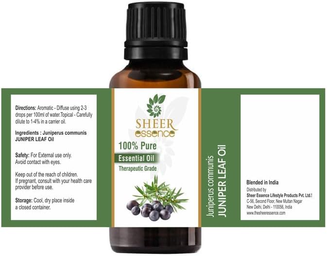 Juniper Leaf Oil (Juniperus Communis) Essential Oil 100% Pure Natural Undiluted Uncut Therapeutic Grade Oil 0.16 Fl.OZ