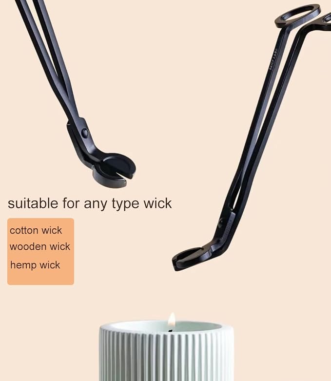 Stainless Steel Wick Trimmer - Cutter & Clipper for Candle Lovers, Black