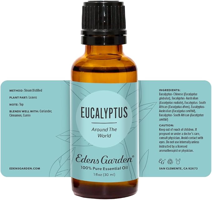 Edens Garden Eucalyptus Around The World Essential Oil- 100% Pure Premium Grade, Undiluted, Natural, Therapeutic, Aromatherapy, The Best for Diffuser, Candle, Laundry, Humidifiers 30 ml (1 fl oz)