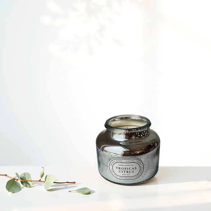 Home&Body Company Scented Candles 12 OZ Fragranced Candle, Soy Blend Wax, Infused with Essential Oils, Home Fragrances, Aromatherapy Home Scented Candles Gift, Scent: Tropical Citrus