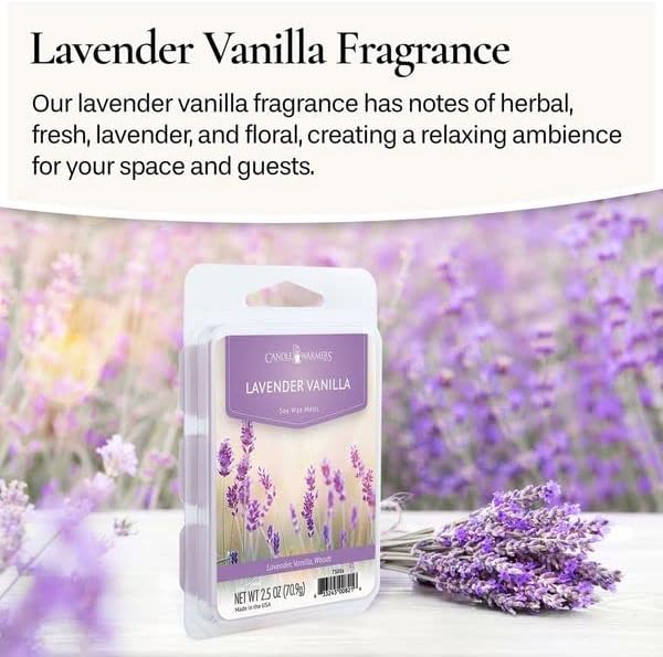 Candle Warmers Etc Classic Wax Melts 2.5oz, Lavender Vanilla Fragrance (4-Pack) – Each Pack has x4 2.5 oz Wax Melts and 30 Hours of Fragrance – Perfect for bedrooms, Living Rooms, and bathrooms