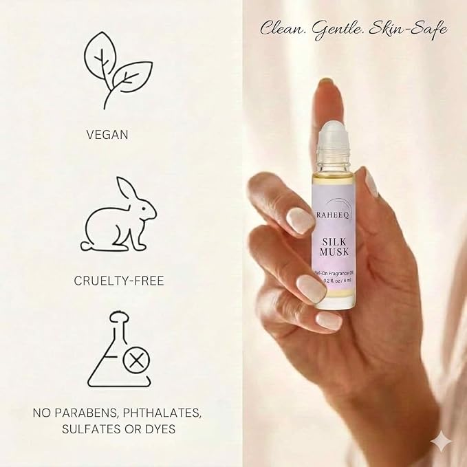 Silk Musk Perfume Oil Roll-On – Long Lasting Creamy Silk Musk Fragrance, Concentrated Alcohol Free Arabic Attar, Premium Unisex Fragrance, 6 ml (0.2 fl oz)