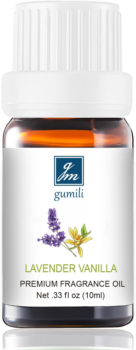 GM Gumili Lavender Vanilla Essential Oil - Pure Organic Scent for for Aromatherapy, Diffusers, Spray, Skin & Hair Care, Massage, DIY Candles & Soap, Perfume - 10mL