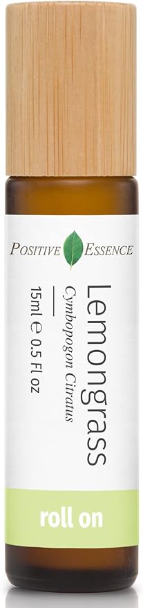 Organic Lemongrass Essential Oil Roll On, Pure Lemongrass Essential Oil Pre-Diluted with Jojoba Oil for Skin Application, Leak-Proof Metal Rollerball, Travel Safe Roll-on (15 mL)