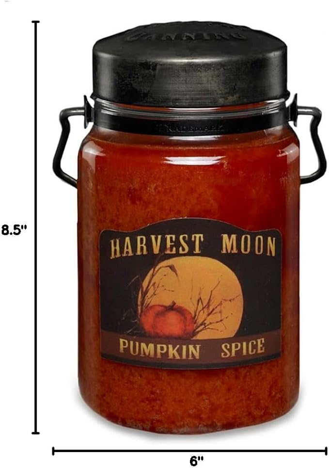 McCall’s Candles | Pumpkin Spice | 26 oz Scented Candle | USA-Poured | Vintage Rustic Jar with Carrying Handle | Warm Autumn Spice Fragrance