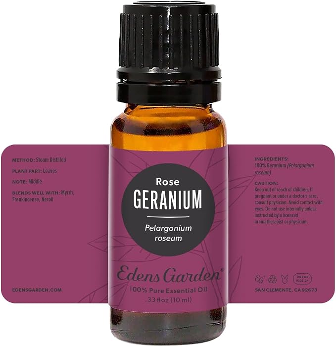 Edens Garden Geranium- Rose Essential Oil- 100% Pure Premium Grade, Undiluted, Natural, Therapeutic, Aromatherapy, The Best for Diffuser, Face, Candle, Hair 10 ml (.33 fl oz)