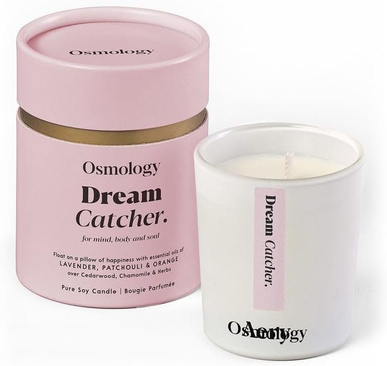 Dream Catcher Aromatherapy Candle – Orange Peel, Lavender & Patchouli Scented Candle, Plant-Based Wax, Mini 2.5 oz, 15 Hour Burn Time, Relaxation & Sleep Candle