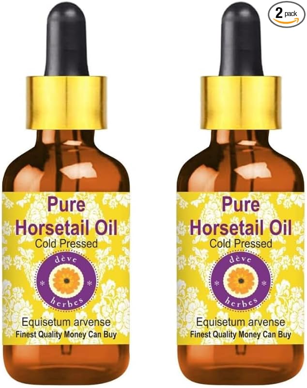Deve Herbes Horsetail Oil (Equisetum arvense) with Glass Dropper | Cold Pressed | Pure | for Diluting Essential Oils | Hair, Skin & Massage | Non-Sticky | Lightweight | Unisex | 5ml X 2 (0.33 oz)