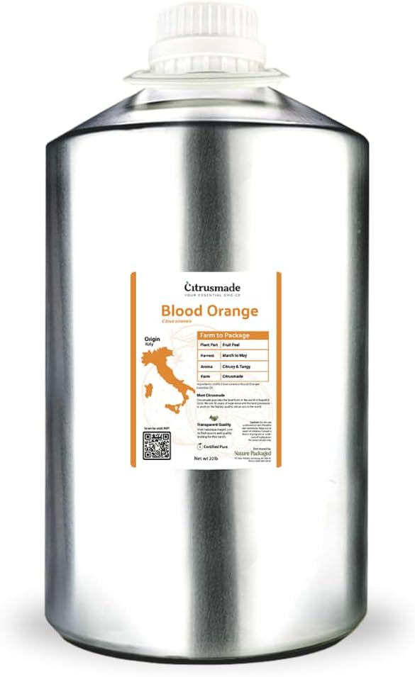 Blood Orange Essential Oil - Direct from Citrusmade in Sicily - Pure Essential Oil for Diffusers and Aromatherapy - Natural Citrus Scent | 100% Pure Therapeutic Grade - 22lbs