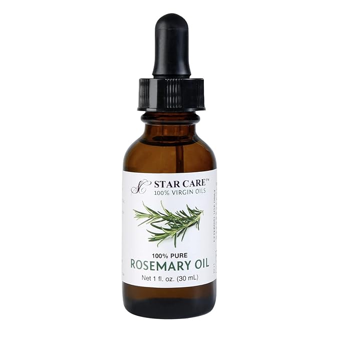 100% Pure Rosemary Essential Oil for Hair Growth & Skin Care Steam Distilled Rosemary Oil for Scalp Massage Aromatherapy DIY, Natural Hair Treatment in UV Protected Glass Bottle - 1oz (30ml)