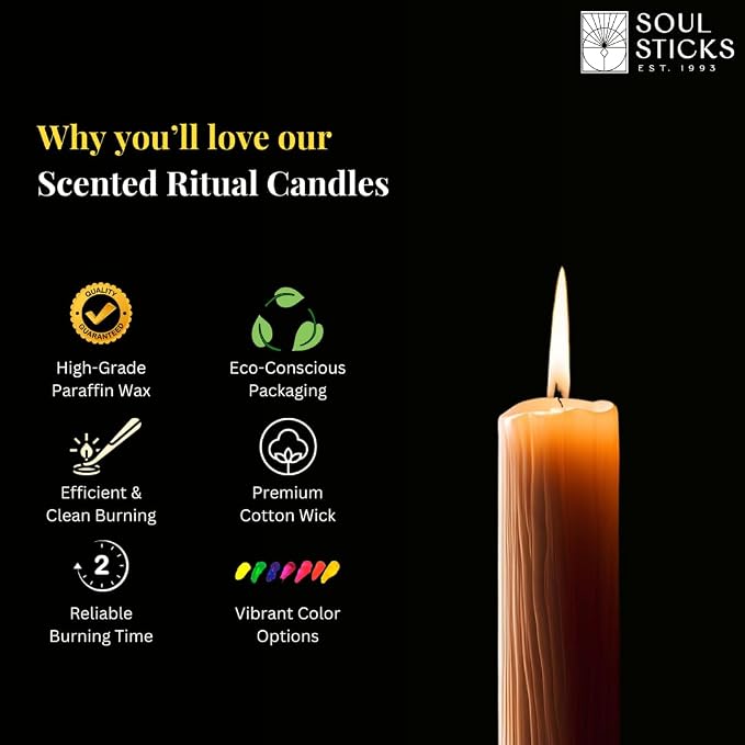 SOUL STICKS 4" Scented Ritual Candles Chime Taper Premium Candles 20 pcs for Rituals, Ceremonies, Meditation, Altar and Spells (Brown/Cedarwood)