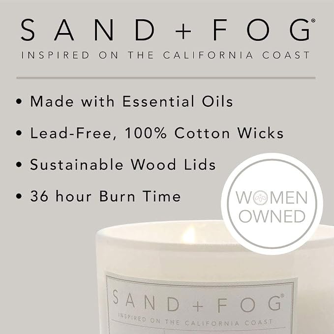 Sand + Fog Scented Candle - Juniper Berry Sage – Additional Scents and Sizes – 100% Cotton Lead-Free Wick - Luxury Air Freshening Jar Candles - Perfect Home Decor – 12oz