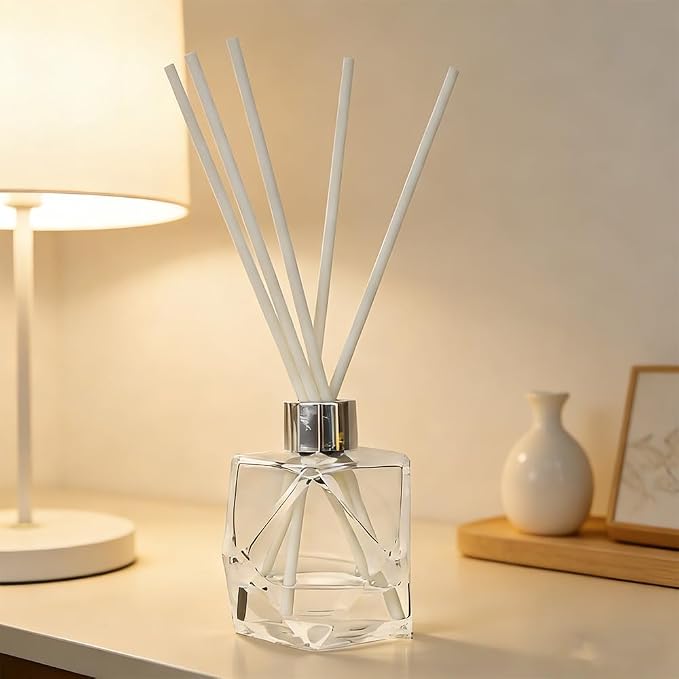 50PCS White Fiber Reed Diffuser Sticks 12 Inch Long 3mm Diameter Strong Absorption Refill Replacement Reeds for Diffuser Stick Essential Oil Scented Aroma Fragrance Rod for Home Office Spa