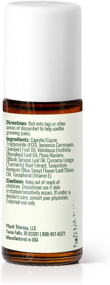 Plant Therapy Kids Grow Ease Essential Oil Roll-On 30 mL (1 oz), Growing Pains Relief for Kids, Muscle Aches & Leg Cramps, KidSafe, Pre-Diluted Essential Oil Blend
