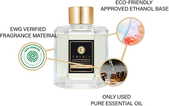 Premium Reed Diffuser Sticks Set Scented Fragrance Aromatherapy Perfume Essential Oil 4 oz (120 ml) Refresh
