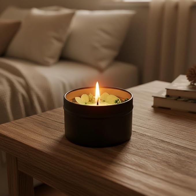 Vanilla Scented Soy Candle, Aromatherapy Candle for Home | Soy wax vanilla candle in a portable metal tin for bedroom, bathroom, yoga, travel, home decor and thoughtful gifting.