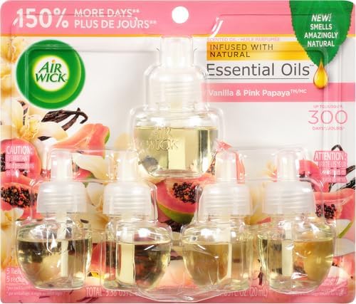Air Wick Scented Oils 0+5 Vanilla & Pink Papaya,(Pack of 2)