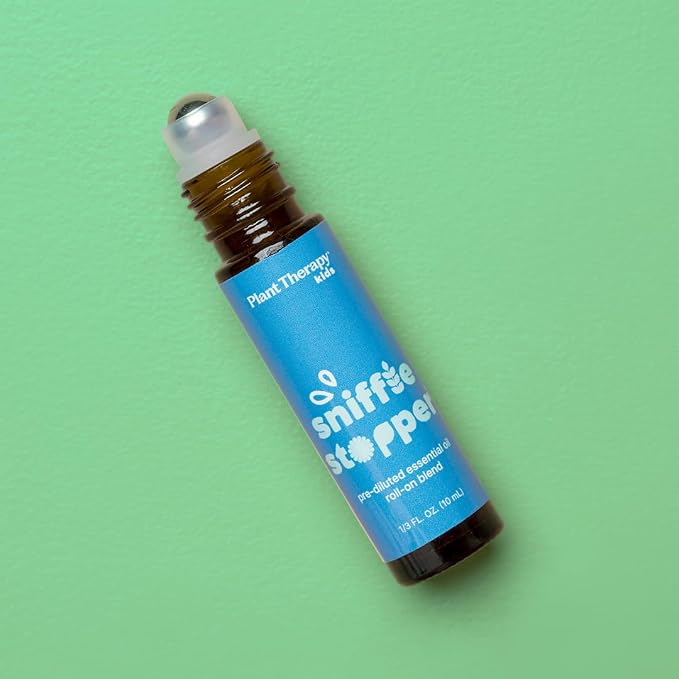 Plant Therapy Kids Sniffle Stopper Essential Oil Blend Pre-Diluted Roll-On 10 mL (1/3 oz) Respiratory Support Blend 100% Pure, Natural Aromatherapy, Therapeutic Grade