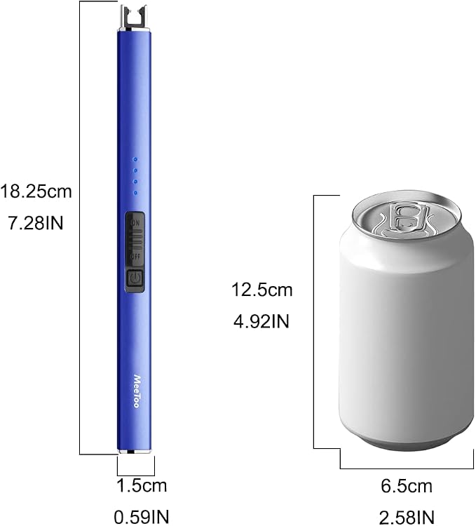 MeeToo Electric Candle Lighter Rechargeable Type-C - Gifts for Wife Men Women Nana, USB Plasma Arc Windproof Lighters for Candle Christmas Camping Kitchen Dark Blue