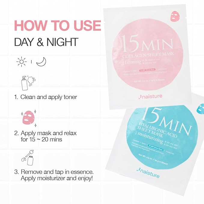 Naisture 15 Min Pamper Me Kit Korean Spa Skincare Gift Set for Women-Head to Toe with Hair, Face, Eye, Hand, & Foot Masks (7 pcs)