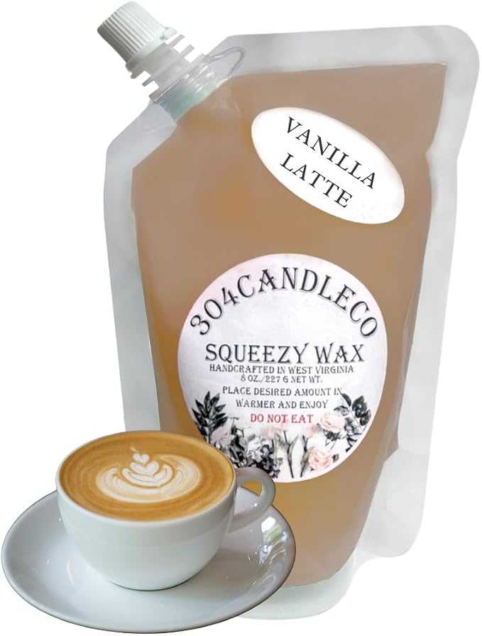 304CandleCo Large Squeeze Soy Wax Melt - 50 SCENTS! - Highly Fragrant & Hand-Crafted - Easy Mix & Match - American Made - Perfect for Wax Warmers (3oz, Vanilla Latte)