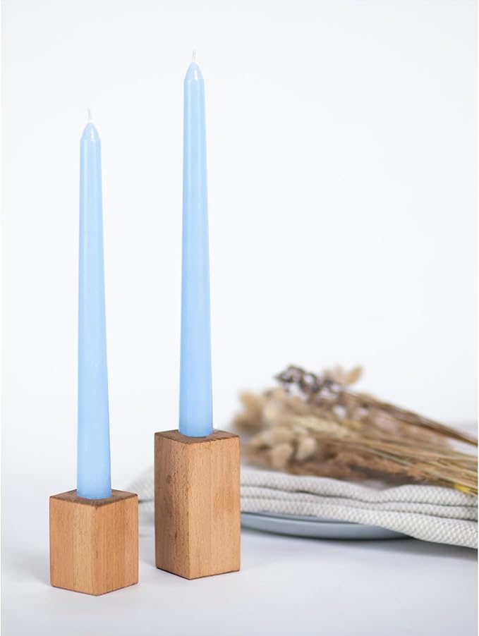 CANDWAX 8 inch Light Blue Taper Candles Set of 4 - Unscented Smokeless Dripless Tapers for Dinner Table, Home Decor, Easter Decor, Party, Wedding and Ordinary Dinners - Spring Candles