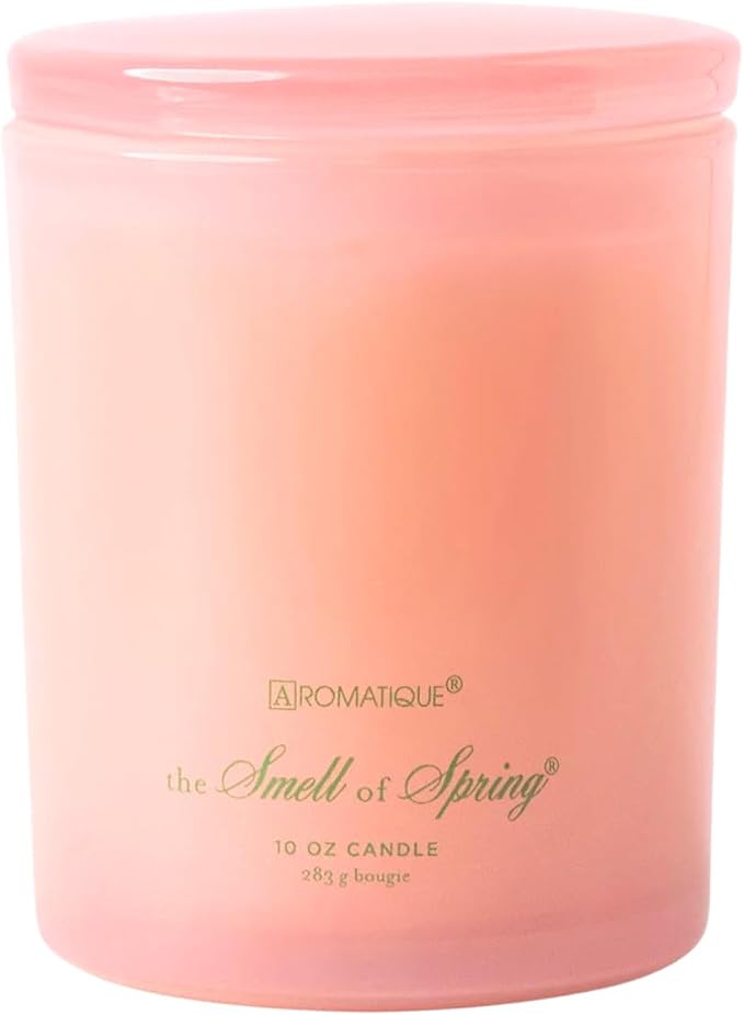 Aromatique The Smell of Spring Foundry Candle Luxury Pink Glass Floral Scented Candles Notes of Hyacinth, Jasmine, Rose, Lily of The Valley, Citrus Hand Poured Elegant Home Fragrance Decor Gifts 10oz