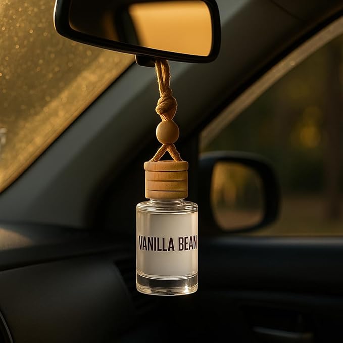 Vanilla Bean Hanging Car Air Freshener – Long Lasting Essential Oil Diffuser for Car, Closet, Bathroom – 2-Pack Natural Scent Deodorizer for Men and Women