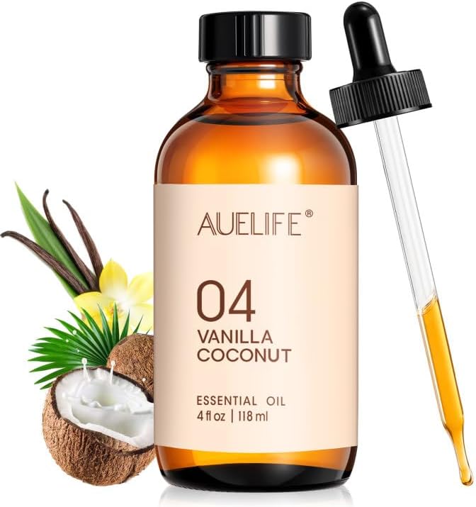 Vanilla Coconut Essential Oil for Diffusers & Candle Making, 118ml (4 fl oz) Large Bottle, Long Lasting Scent Oil for Home Fragrance, Soaps, DIY & Aromatherapy
