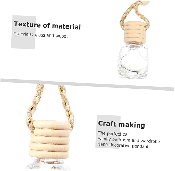 Mikinona 8pcs Car Aromatherapy Bottle Empty Perfume Hanging Bottle Kit Portable Diffuser