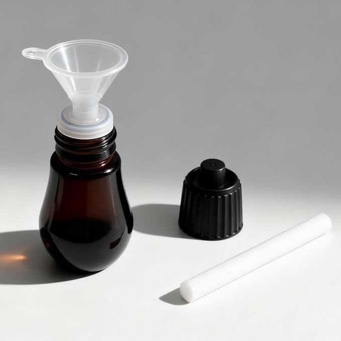 Empty Bottle for Essential Oil Refilling, 2 Empty Bottles & 6Filter Cottons & 1Mini Funnel, Fit Waterless Aroma Diffuser