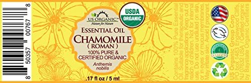 US Organic 100% Pure Chamomile (Roman) Essential Oil - USDA Certified Organic, Steam Distilled - W/Euro Dropper (More Size Variations Available) (5 ml / 1/6 fl oz)