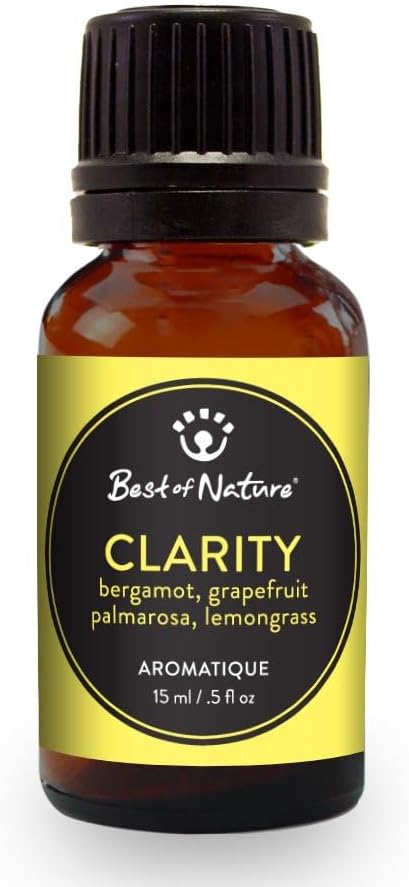Best of Nature Clarity Essential Oil Blend – Bergamot, Grapefruit, Palmarosa & Lemongrass – 100% Pure for Diffuser, Focus & Mental Boost – Fresh Aromatherapy