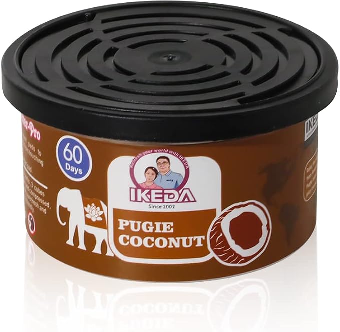 Car Air Freshener: Pugie Coconut Scent | Car Scents | Odor Eliminator Essential | Long-Lasting | Strong Fragrance | For Home Closet | 1.5 Oz | Pack of 4