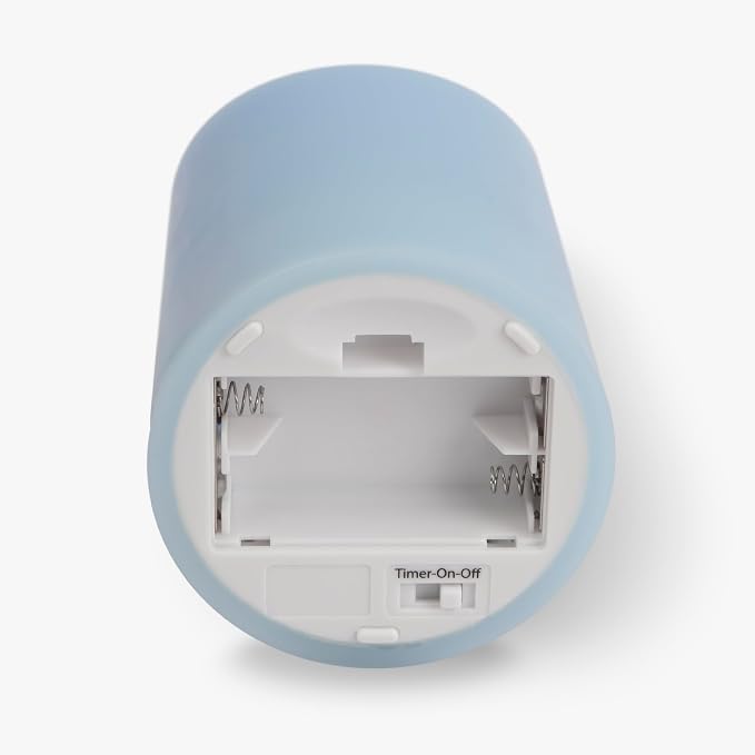 Luminara Flameless LED Battery Operated Flickering Pillar Moving Flame Candles (Airy Blue, 3" x 4.5")