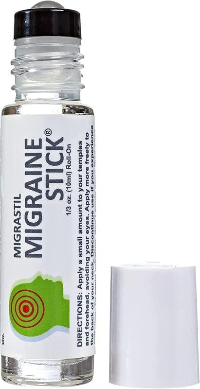 Basic Vigor Migrastil Migraine Stick Rollon - Fast Cooling Comfort for Your Head 3-Pack. Aromatherapy with Peppermint & Other Essential Oils. Metal Roller. Made in USA by Basic Vigor