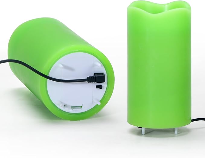 XingsLight St Patricks Day Decorations Flameless Candles with Lucky Clover Projector, Green LED Candle with Remote and Timer,2 Pack