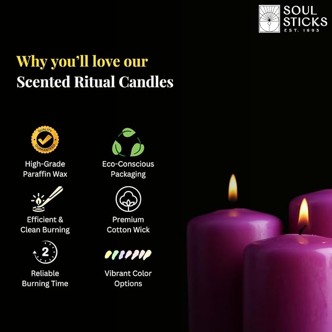 SOUL STICKS 4" Scented Ritual Candles Chime Taper Premium Candles 20 pcs for Rituals, Ceremonies, Meditation, Altar and Spells (Indigo/Lavender)