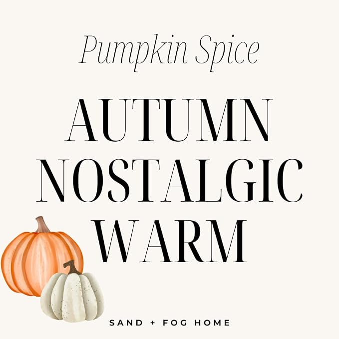 Sand + Fog Scented Candle - Pumpkin Spice – Additional Scents and Sizes – 100% Cotton Lead-Free Wick - Luxury Air Freshening Jar Candles - Perfect Home Decor – 12oz