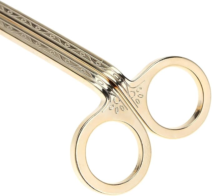 Changor Stainless Steel Candle Heart Clamp/Holder Wick Trimmer Scissors Tool for Home Use, Durable and RustResistant Candle Wick Scissors for Daily Life, 1 Piece, 6.9 * 2.3in, Black (Gold)
