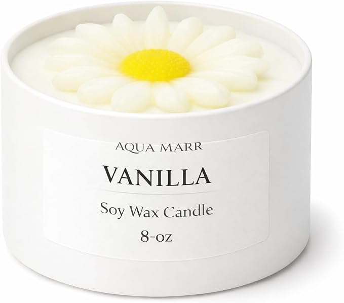 Vanilla Soy Candle – 8 oz Luxury Spa Candle – Clean Burning, Hand Poured – Aromatherapy Home Decor – Relaxing Gift for Women – Aqua MARR