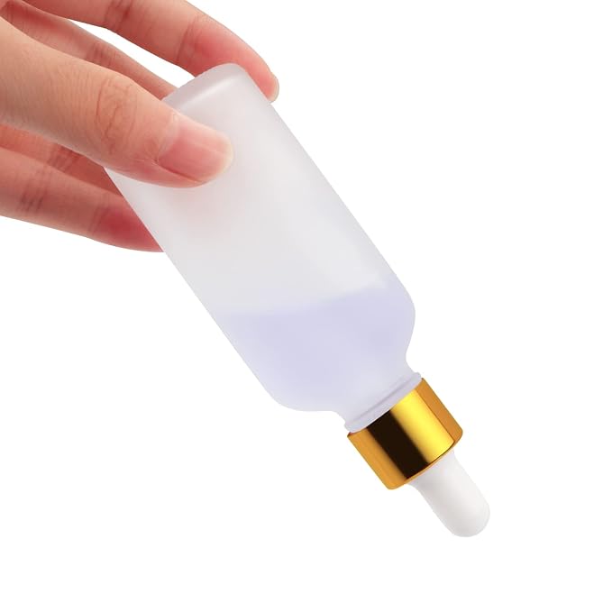 6 Pack Drop Bottle for Essential Oils, Empty Glass Holder With Glass Eye Dropper, Golden Cap Travel Perfume Container - Pipette & Funnel included (50ml/1.7 fl oz)