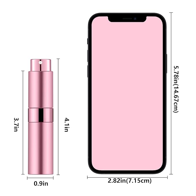 Lil Ray 8ml Portable Mini Perfume Atomizer(4 PCS)，Refillable Empty Small Spray Bottle for Travel, Twist Type Pocket Cologne Sprayer (Pink)